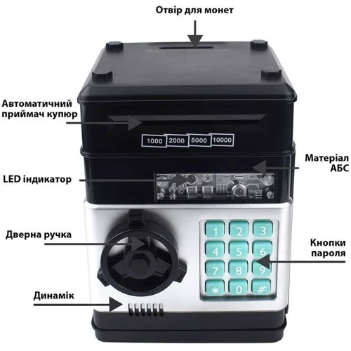 Игрушечный сейф-копилка UFT Cashbox Black музыкальный с электронным купюроприемником (UFTCashboxBlack) фото 3