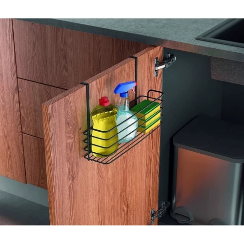 Полка подвесная односекционная Metaltex 34x12x22 см черная покрытие Touch-Therm Galileo Lava (352608): Материал нержавеющая сталь