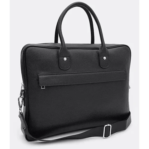 Мужская конференц-сумка Borsa Leather черная (K117611bl-black): Фактура Зернистая