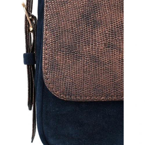 Женская сумка почтальонка Laskara темно-синяя (LK10189-bronze-navy): Материал Искусственная кожа