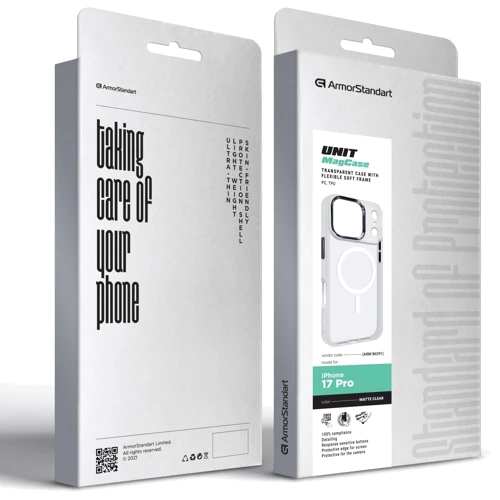 Чехол для iPhone ArmorStandart Unit MagCase Matte Clear for iPhone 17 Pro (ARM86291)