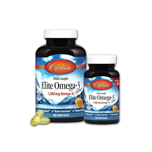 Carlson Labs Elite Omega-3 Gems 90 + 30 soft gels Омега-3 смак лимона