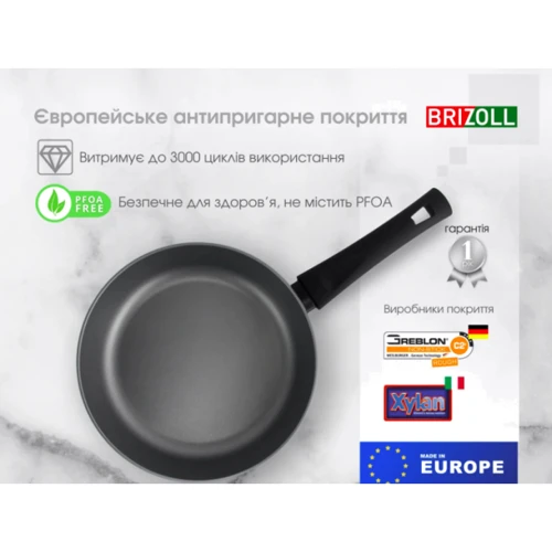 Сковорода Brizoll Graphite 28х6 см (54-2860): Діаметр, см 28