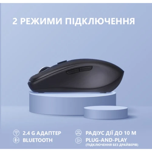 Мишка 2E MF225 Silent Wireless/Bluetooth Black (2E-MF225WBK): Максимальна роздільна здатність сенсора, dpi 1600