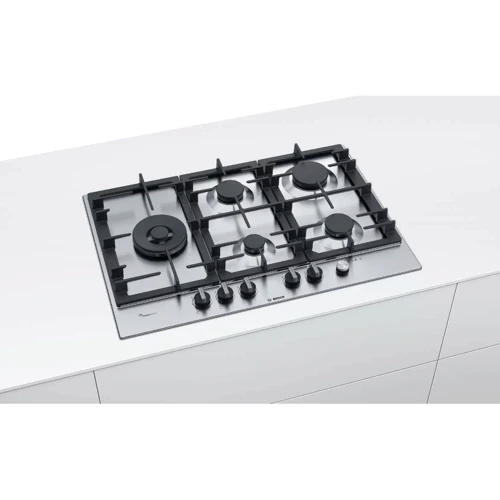 Варочная поверхность газовая Bosch PCS7A5M90: Рабочая поверхность нержавеющая сталь