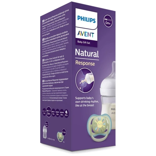 Набір пляшка для годування Philips Avent Natural 125 мл, природний потік + Пустушка Ulta Air 0-6м (SCD837/10)