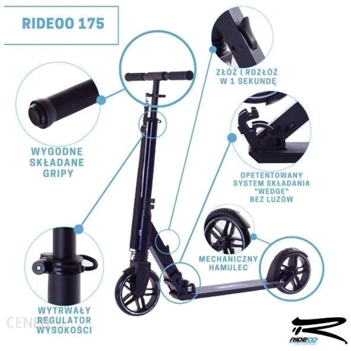 Самокат міський Rideoo 175 City Turquoise (SCO-41-95): Тип гальма ножной