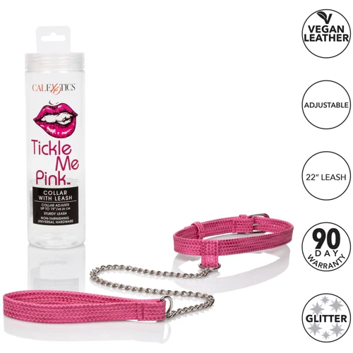 CalExotics Tickle Me Pink Collar w Leash - дизайнерский ошейник с поводком