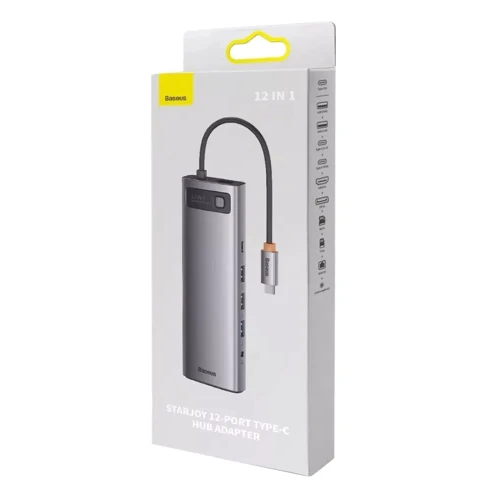 Адаптер Baseus Adapter Metal Gleam Series USB-C to HDMI+2xUSB3.1+2xUSB3.0+USB-C+PD+RJ45+SD+TF Gray (WKWG020213) фото 8