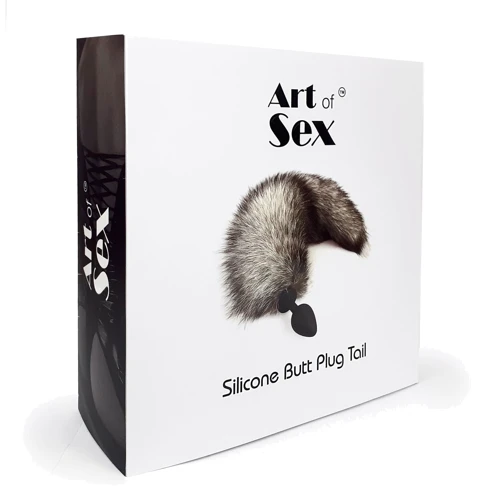 Силиконовая анальная пробка с хвостом из натурального меха Art of Sex size M Artctic fox