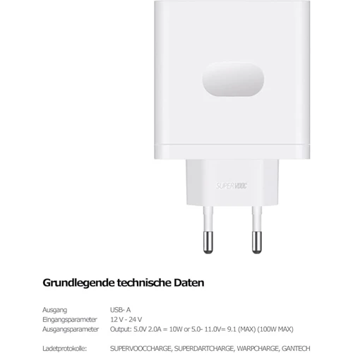 Зарядний пристрій OnePlus USB Wall Charger SuperVOOC 100W White: Кабель в комплекті USB-C