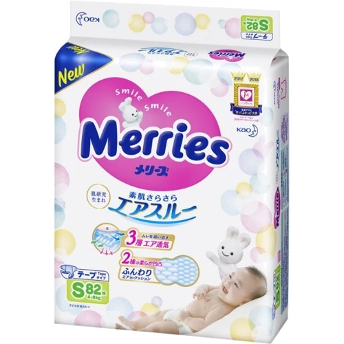 Подгузники Merries для детей S 4-8 кг 82 шт (4901301230812) фото 10