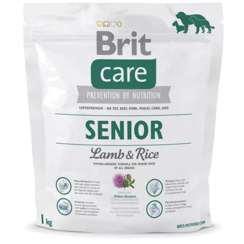 Сухой корм Brit Care Senior Lamb & Rice для пожилых собак всех пород 1 кг (8595602510023)