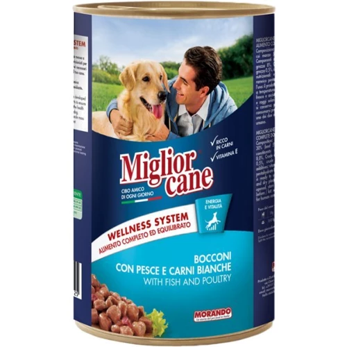 Влажный корм для собак Migliorcane кусочки с рыбой и белым мясом 1250 г (8007520011488)