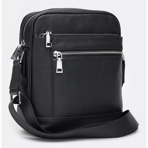 Мужская сумка через плечо Ricco Grande черная (K16399-black): Фактура Матовая, Зернистая