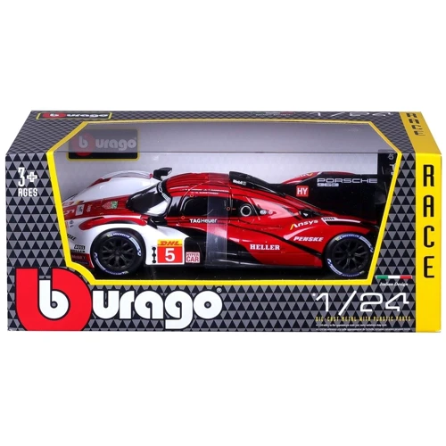 Автомодель Bburago Porsche 963 1:24 бело-красная (18-28022)
