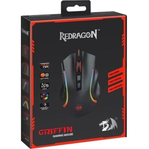 Мышь Redragon Griffin USB Black (75093): Интерфейс подключения USB