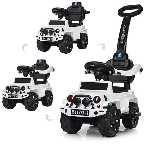 Машинка 2в1 каталка-толокар Bambi белый (M 4128L-1)