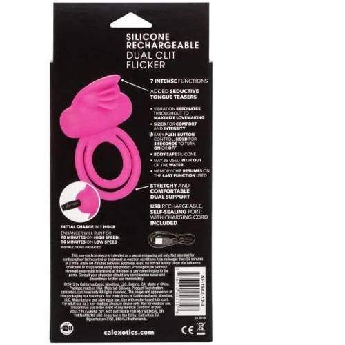 Эрекционное кольцо со стимулятором клитора CalExotics Dual Clit Flicker Enhancer
