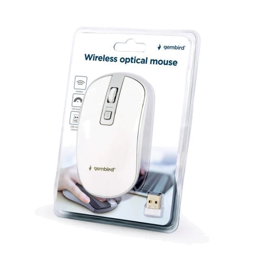 Мышь Gembird MUSW-4B-06-WS Wireless White-Silver: Эргономика симметричная для левшей