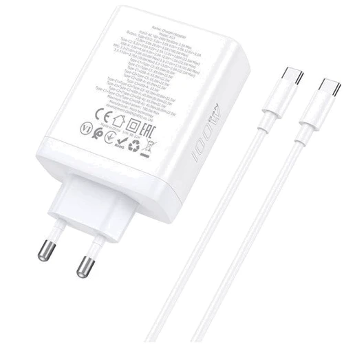 Зарядний пристрій Hoco Wall Charger 3xUSB-C+USB N31 with USB-C Cable White: Особливості USB-C, Быстрая зарядка, Power Delivery (PD)