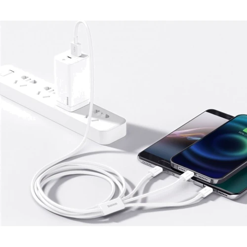 Кабель Baseus USB Cable to Lightning/microUSB/USB-C Superior Series Fast Charging 3.5A 1.5m White (CAMLTYS-02) фото 5