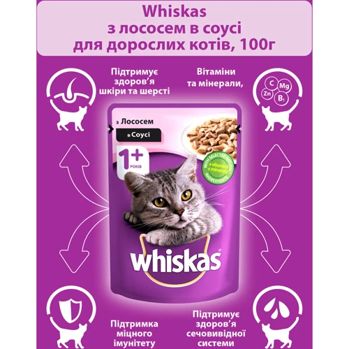 Влажный корм для котов Whiskas с лососем в соусе 100г (4770608239152): Класс Премиум