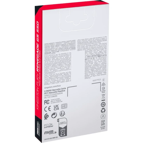 Внутренний накопитель SSD Kingston FURY Renegade G5 PCIe 5.0 NVMe M.2 4TB (SFYR2S/4T0)