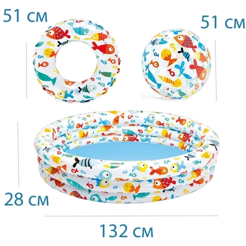 Дитячий басейн Intex (59469) з колом і м'ячем, 132 х 28 см фото 2