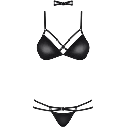 Сексуальный комплект из тонкой эко-кожи Obsessive 823-SET-1, S/M