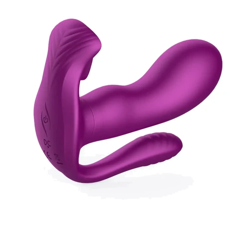 Вибратор с анальным и клиторальным стимулятором BOSS of TOYS Tongue Triple Stimulator Purple (BS561001-2)