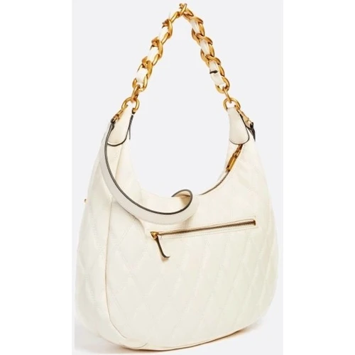 Женская сумка хобо GUESS TRIANA HOBO молочная (HWQS8553020-IVO): Тип ручки Длинная ручка, На цепочке, Плечевой ремень, Со съемным ремнем