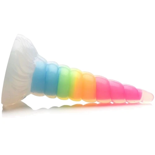 Фэнтезийный фаллоимитатор Creature Cocks Luminescent Rainbow Silicone Dildo