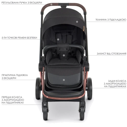 Коляска универсальная 2в1 El Camino Persona ME 1091-RG (black) фото 10