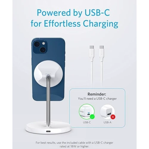 Зарядний пристрій ANKER Wireless Charger MagSafe Stand PowerWave 15W White (A2540G21) для iPhone 16 I 15  I 14 I 13 I 12 series: Кількість USB-портів нет