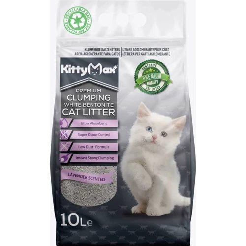 Наповнювач для котячого туалету Kitty Max бентонітовий білий лаванда 10 л