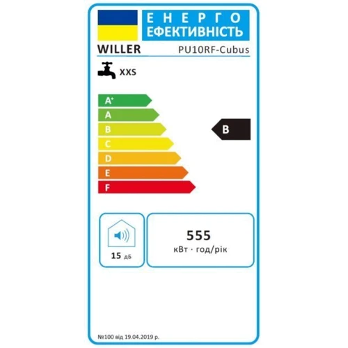 Бойлер Willer PU10RF Cubus: Габариты ВхШхГ, мм 251х251х386