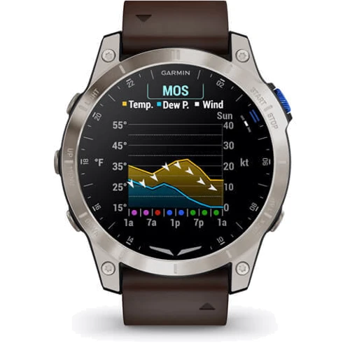 Смарт-часы Garmin D2 Mach 1 Aviator Smartwatch with Oxford Brown Leather Band (010-02582-55): Сенсорный экран есть