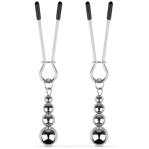 Зажимы для сосков Bedroom Fantasies: Nipple Clamps with Beaded Chain - Silver