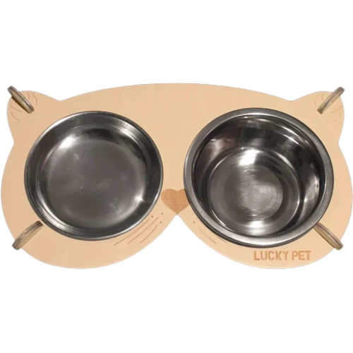 Миски на подставке Lucky Pet Cat 32x18x8 см кремовые (4820224213460)