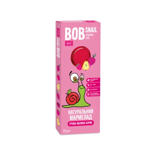 Натуральний фруктовий мармелад Bob Snail груша-малина-буряк 27г