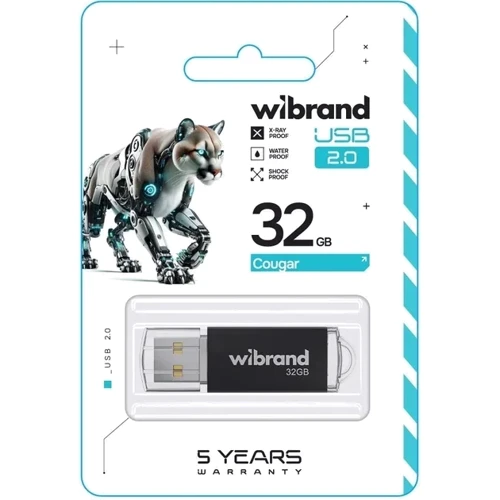 USB-флешка Wibrand 32Gb Cougar USB 2.0 Black (WI2.0/CU32P1B): Стандарт USB USB 2.0