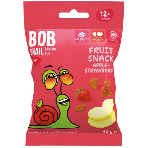 Фруктовый снек Равлик Боб Fruit Snack Яблоко-Клубника 40 г (1740860)