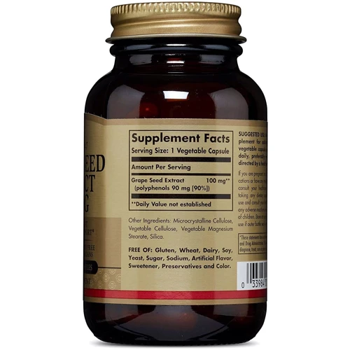 Solgar Grape Seed Extract, 100 mg, 60 Veg Caps Солгар Экстракт виноградных косточек