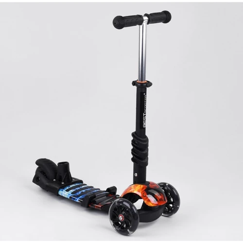 Самокат 5в1 Best Scooter, PU колеса, подсветка колес, Абстракция Multicolor (100056): Конструкция рамы цельная