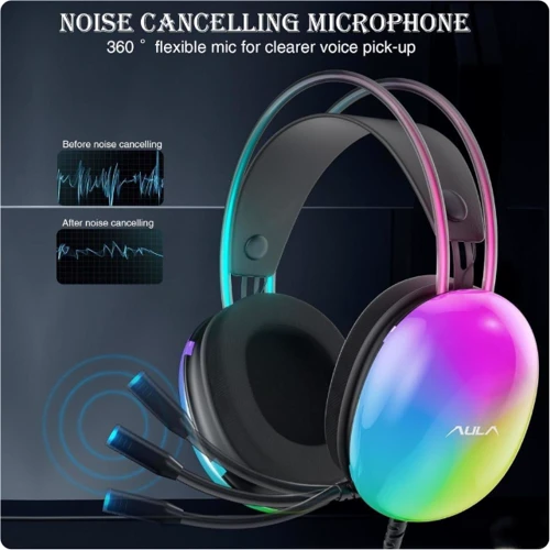Навушники Aula S505 RGB Transparent Black: Тип конструкції полноразмерные