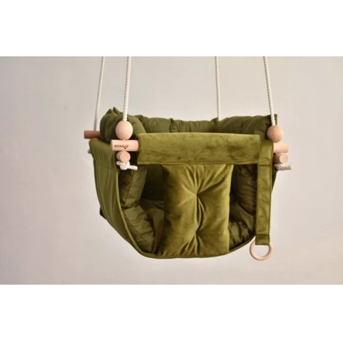 Качели детские Infancy Галетная Велюр подвесная зеленая