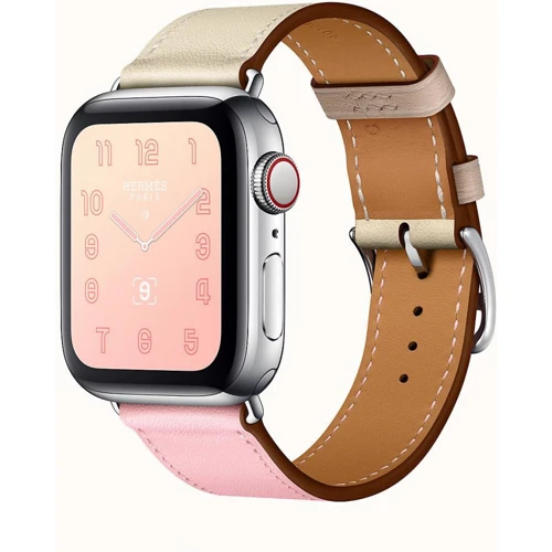 Apple Watch Series 4 Hermes 40mm GPS+LTE Stainless Steel Case with Rose Sakura/Craie/Argile Swift Single Tour (H078727CJAE)