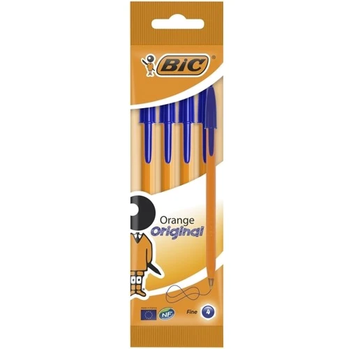 Набор шариковых ручек 4 шт BIC Orange Синий диаметр пишущего узла 0,8мм, толщина линии письма 0.36 мм Оранжевый корпус (3086121601217)