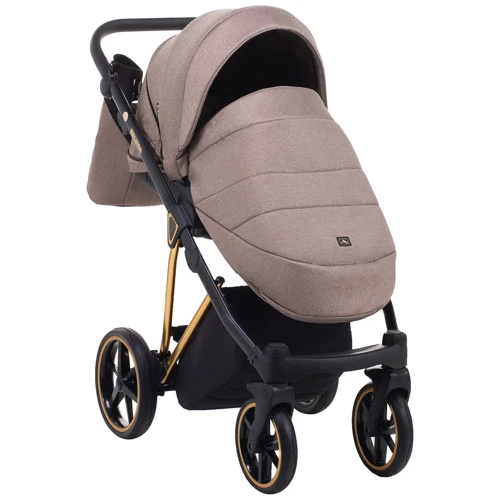 Коляска 2 в 1 Adamex Belissa Special Edidion (Gold) PS-526 коричневий - коричнева шкіра (перфорація): Матеріал коліс резина